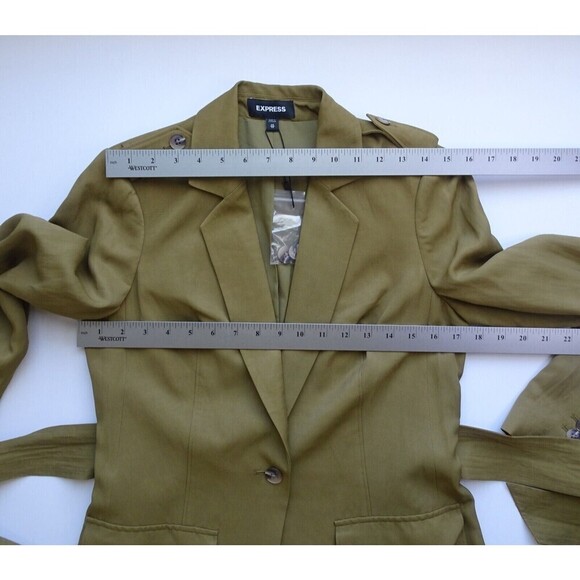 EXPRESS Women's Coat Jacket Belted Linen-Blend Lightweight Pockets NWOT XS - Picture 11 of 12
